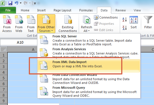 convert from excel to xml